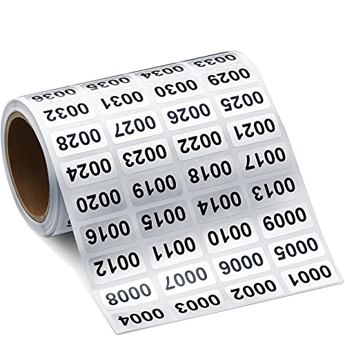 Konsekutiv Nummer Etikette Aufkleber Wasserdichte Nummer Inventar Aufkleber für Inventar Aufbewahrung Klassifikation, 0,39 x 0,78 Zoll (001 bis 2000)