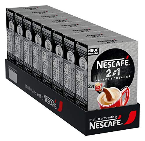 NESCAFÉ 2-in-1 Getränkepulver-Sticks, löslicher Bohnenkaffee mit Creamer, Instant-Kaffee aus erlesenen Kaffeebohnen, koffeinhaltig, 8er Pack (8 x 10 Getränkepulver-Sticks à 8g)