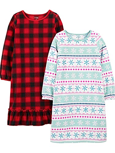 Simple Joys by Carter's 2-Pack Fleece Nightgowns Nachthemd, Norweger/Buffalo Karos, 4-5 Jahre, 2er-Pack