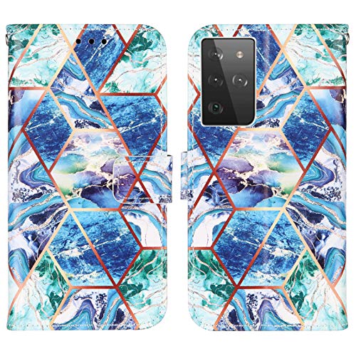Nadoli Marmor Brieftasche Hülle für Samsung Galaxy S30 Ultra,Geometrische Marmor Design Lederhülle mit Standfunktion Kartenfach Magnetverschluss Silikon Bumper Schutzhülle