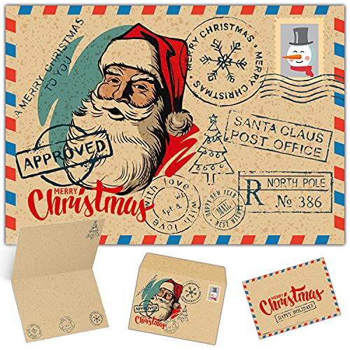 Weihnachtskarten mit Umschlag (15er Set) MERRY CHRISTMAS SANTA - edle Klappkarten privat und geschäftlich - Frohe Weihnachten Karten von BREITENWERK