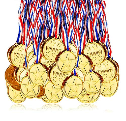 Fontee Goldmedaille für Kinder, 24 Stück Goldmedaillen Kinder Sieger Medallien Super Medallien Podium Kindergeburtstag Kinder lieben Diese Gold Medallien