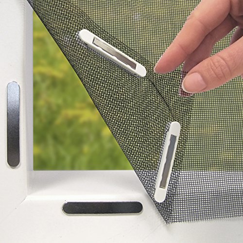 EASYmaxx Fliegengitter für Fenster „Magic Click“ | Zuschneidbar für alle Fenster bis 150 x 130 cm | Praktischer Magnetverschluss, einfache Klebemontage [transparent]