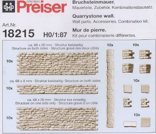 Preiser 18215 H0 Bruchsteinmauer