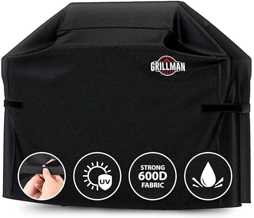 Grillman Premium BBQ Grillabdeckung Heavy Duty Gasgrill Abdeckung für Weber, Brinkmann, Char Broil etc. Reißfest, UV & Wasserfest (64 inch / 163 cm, Schwarz)