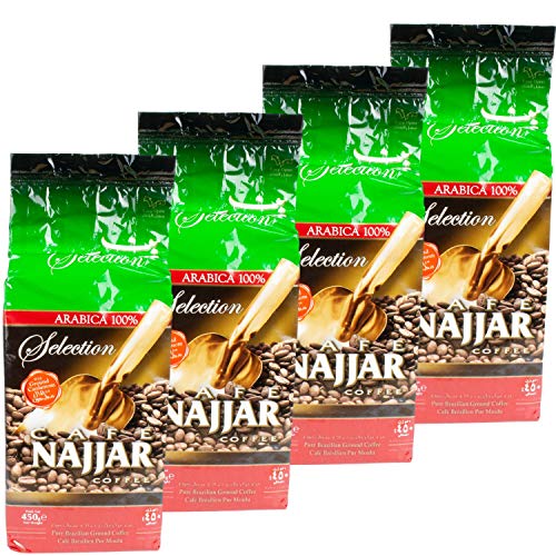Najjar - Arabischer Mokka Kaffee gemahlen mit Kardamom im 4er Set á 450 g Packung