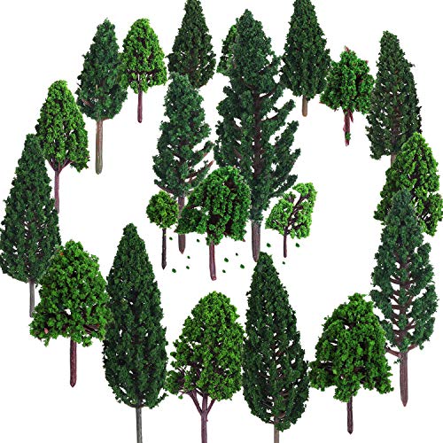 22 Stücke Modell Bäume 3 - 16 cm Mixed Modell Baum Zug Bäume Eisenbahn Landschaft Diorama Baum Architektur Bäume für DIY Landschaft, Natürliche Grün