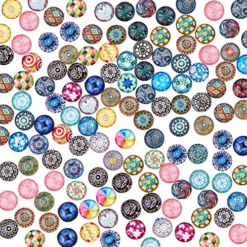 PandaHall Gemischte Farbe Bunt Runde Mosaik Kuppel Glas cabochons ca. 200 Stück, Größe 12x4 mm